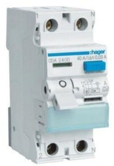 Hager Fehlerstromschutzschalter 2P 40A 0,03A Typ A 6kA CDA240D