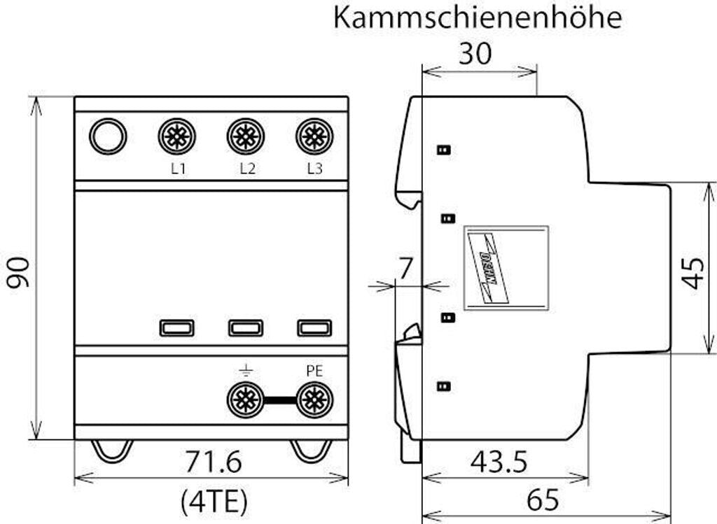 DEHN Kombi-Ableiter DSH TNC 255 Typ 1+2 Überspannungsschutz 941300