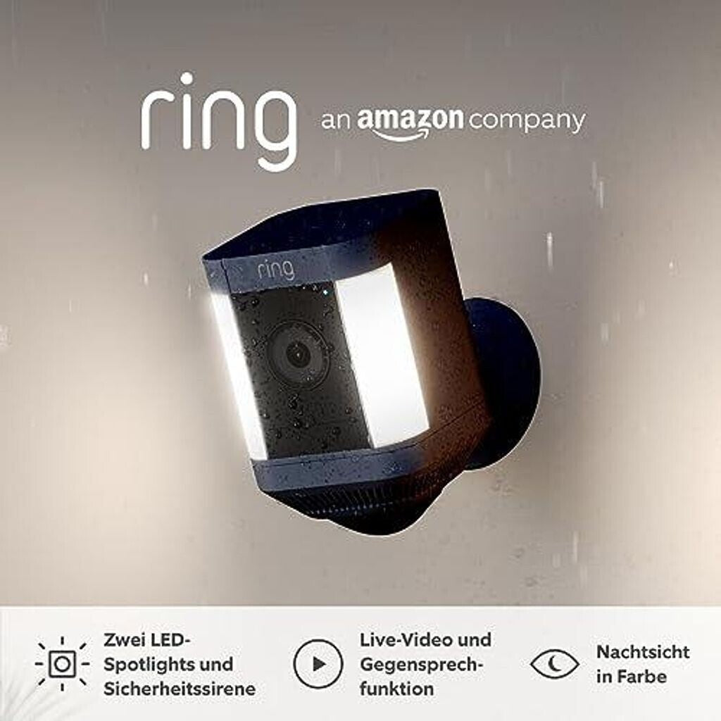 Ring Spotlight Cam Plus schwarz Akku WLAN Außenkamera 1080p Alexa
