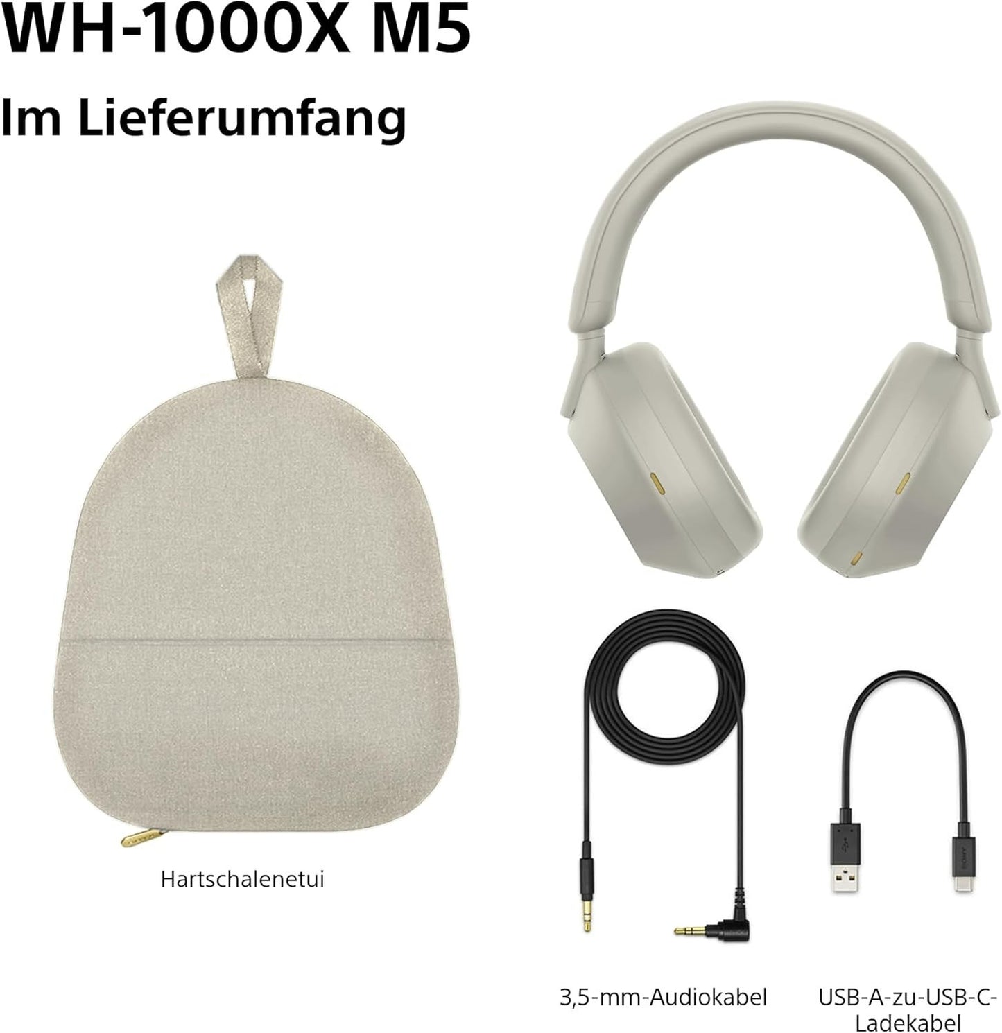 Sony WH-1000XM5 Noise Cancelling Wireless Kopfhörer Bleutooth Headphones  Silber
