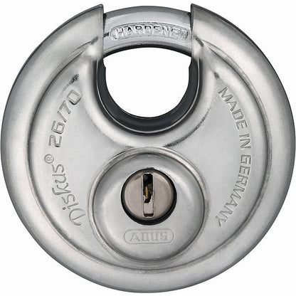 ABUS Diskus 26/70 Vorhangschloss Edelstahl 70mm Sicherheitsstufe 8 2 Schlüssel