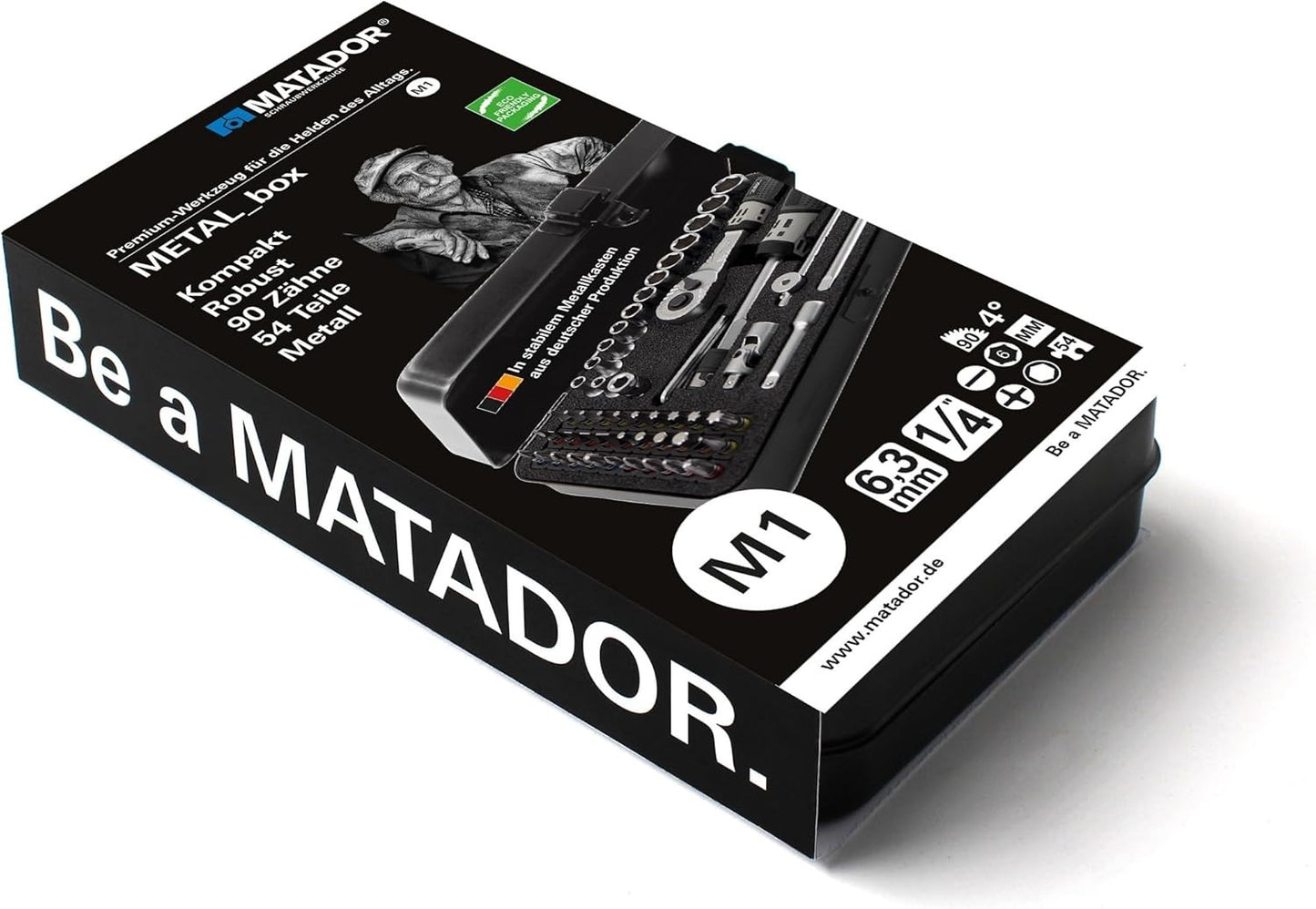 MATADOR Ratschenkasten 1/4" 54-teilig Steckschlüssel & Bit Set METAL_box M1 2145