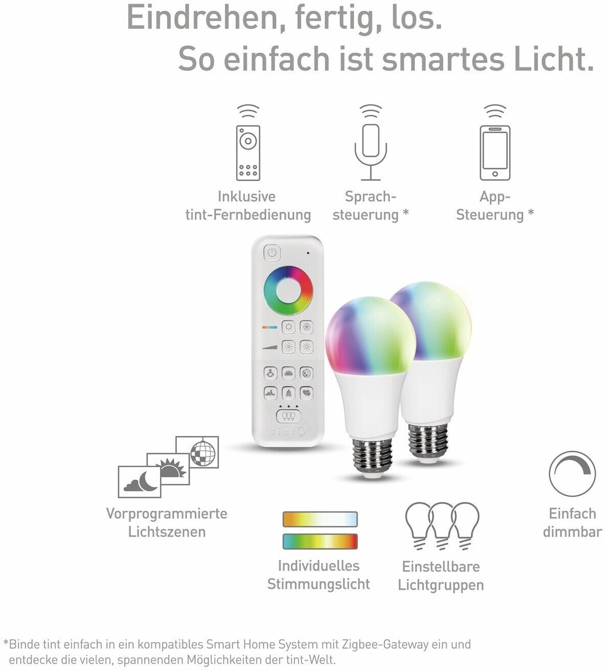 Müller-Licht tint Starter Set 2x E27 LED white+color RGB Zigbee Bluetooth Fernbe