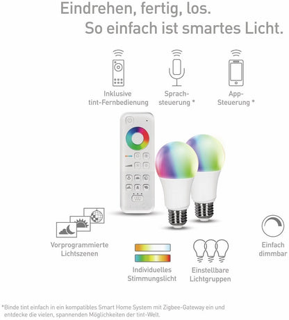 Müller-Licht tint Starter Set 2x E27 LED white+color RGB Zigbee Bluetooth Fernbe