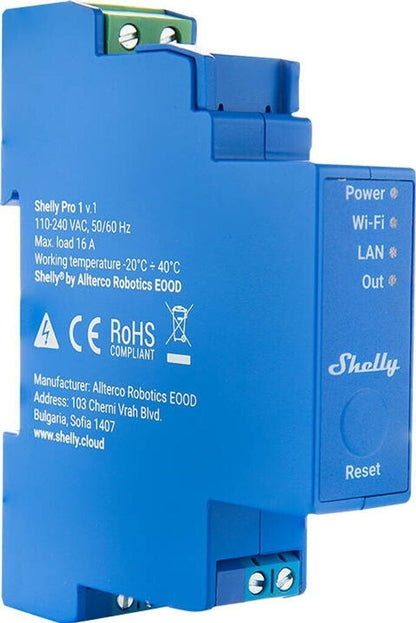 Shelly Pro 1 WLAN LAN Bluetooth Relais Hutschiene potentialfrei 16A