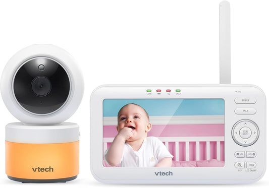 VTech VM5463 Babyphone – 5 Zoll Display, Kamera, Schlaflied-Funktion, Temperatur