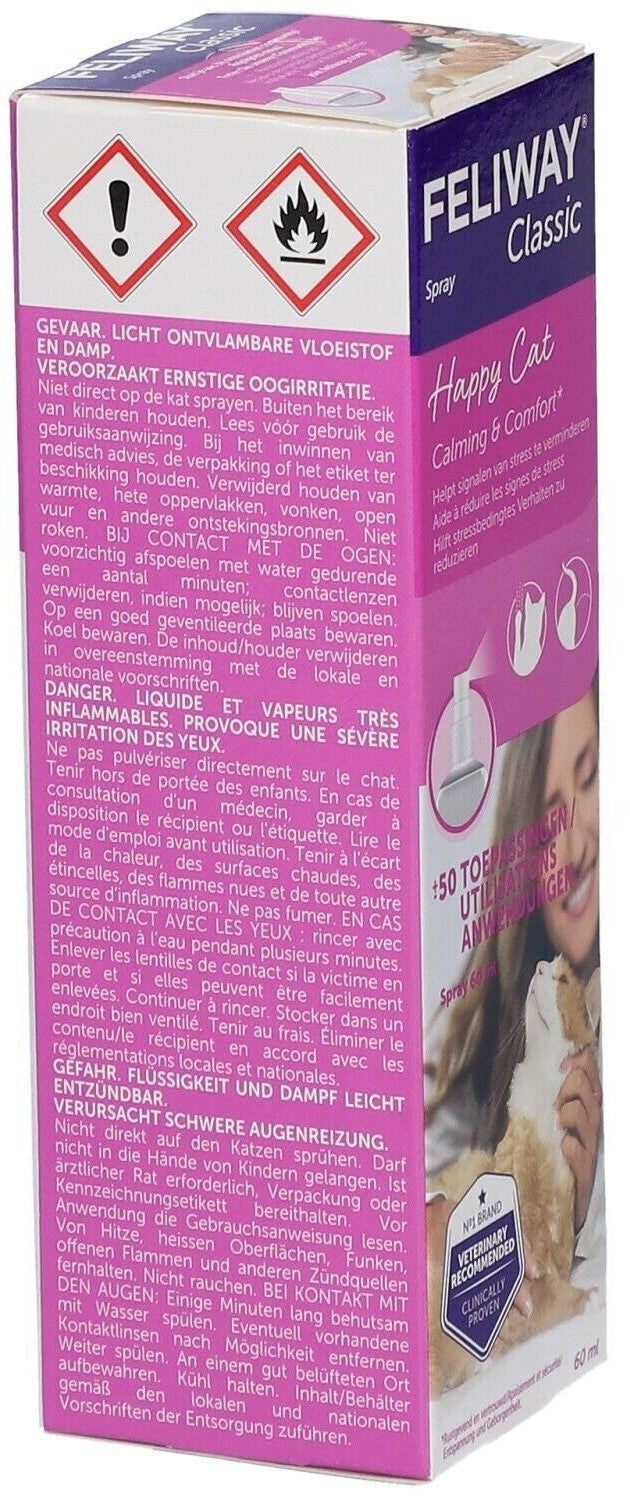 FELIWAY Classic Spray, 60ml - Für zusätzliche Enstpannung, Zuhause und auf Reise
