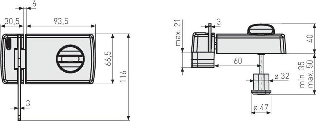 ABUS 2130 W Türzusatzschloss weiß Sperrbügel spaltbreit öffnen DIN L R
