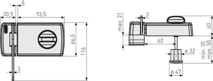 ABUS 2130 W Türzusatzschloss weiß Sperrbügel spaltbreit öffnen DIN L R