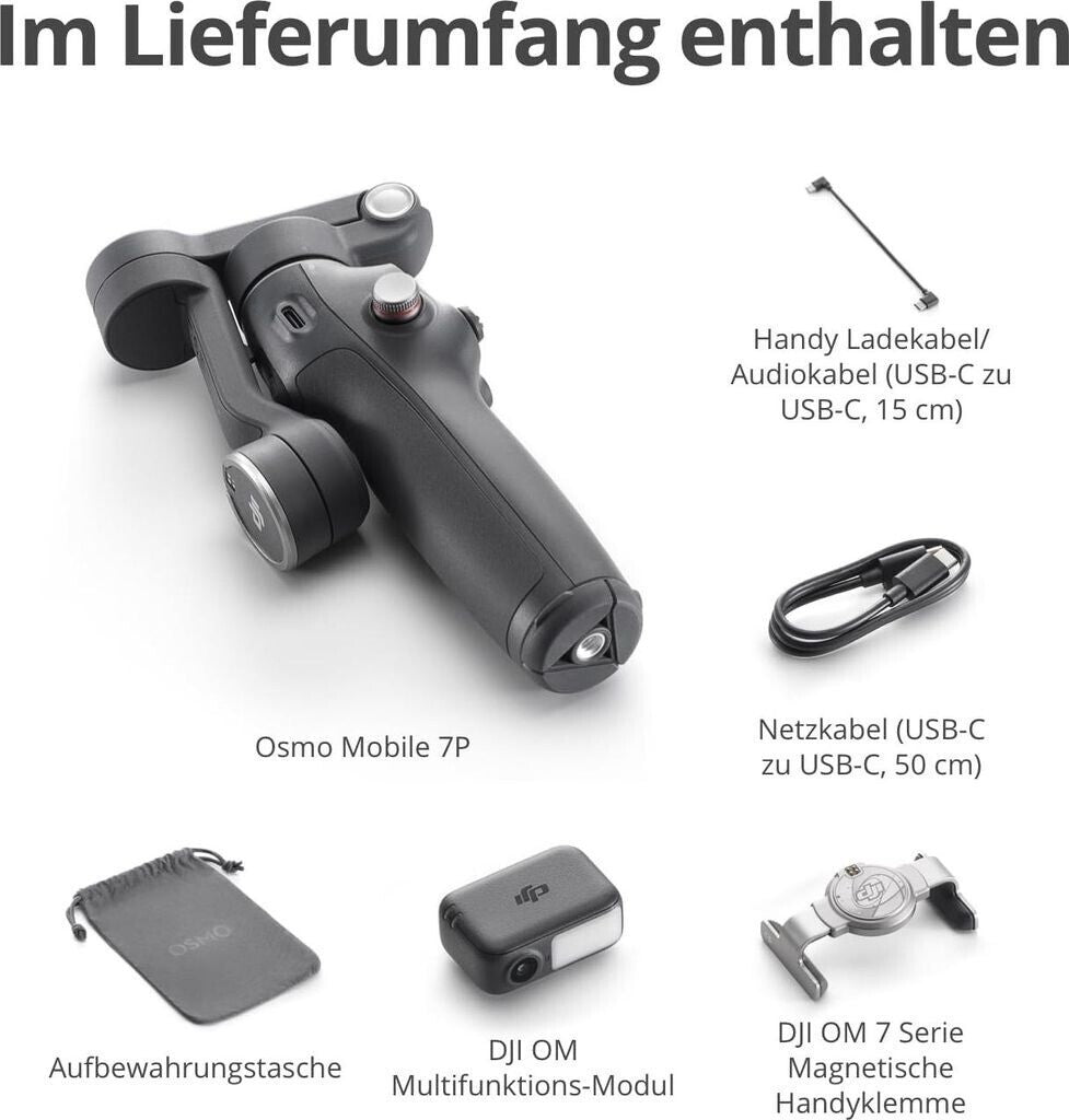 DJI Osmo Mobile 7P Gimbal-Stabilisator mit Verlängerungsstab & Stativ KI-Editor