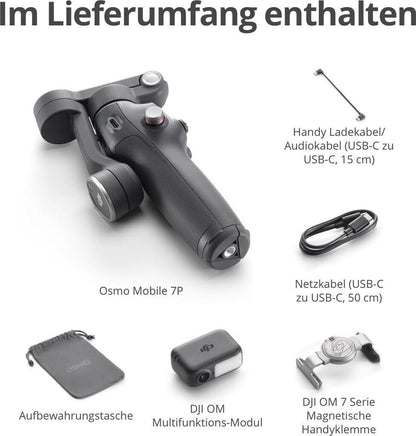 DJI Osmo Mobile 7P Gimbal-Stabilisator mit Verlängerungsstab & Stativ KI-Editor