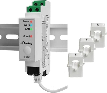Shelly Pro 3EM 120A 3-Phasen Stromzähler WLAN LAN Bluetooth DIN-Schiene 38002352