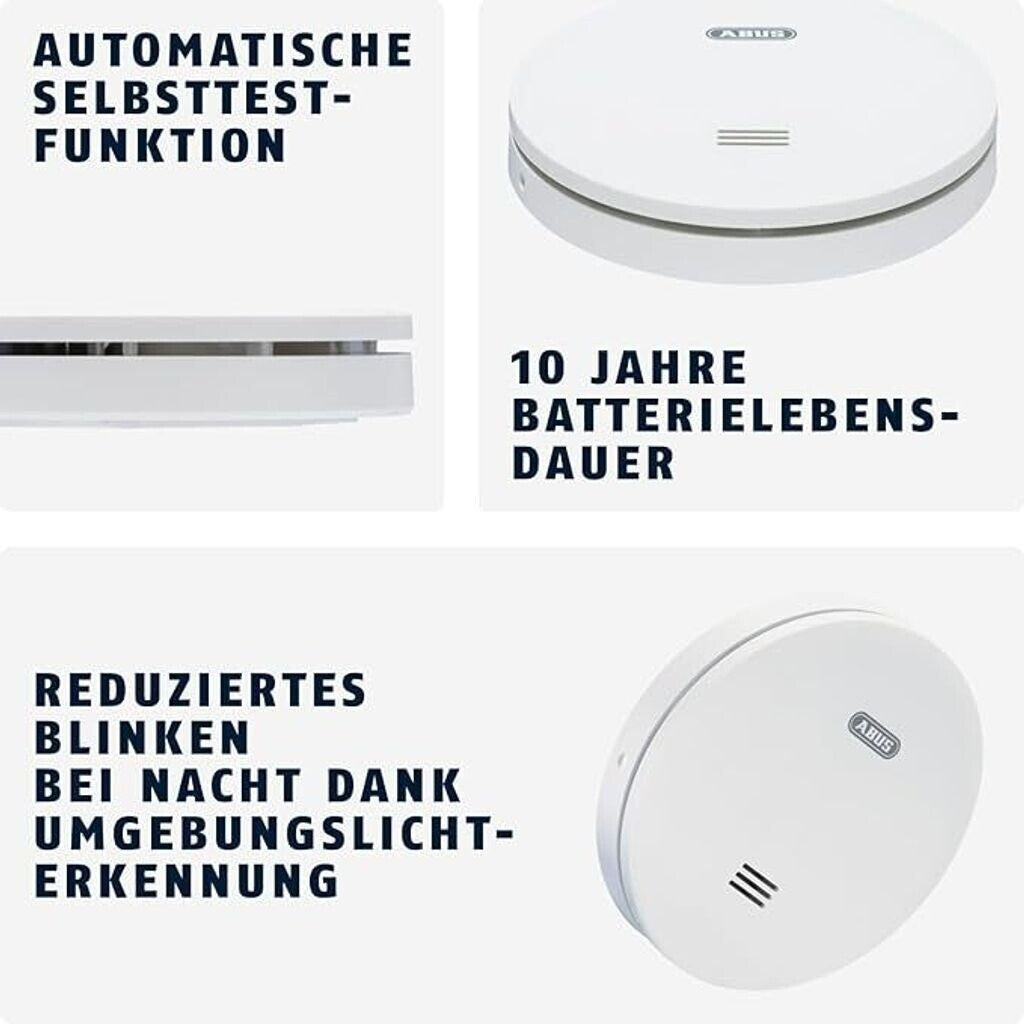 ABUS RWM160 Rauchwarnmelder 10 Jahre Batterie ultraflach 85 dB Q-Label