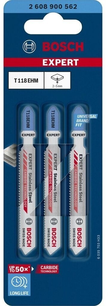 Bosch Expert Stichsägeblatt T118EHM Edelstahl Stainless Steel 3 Stück