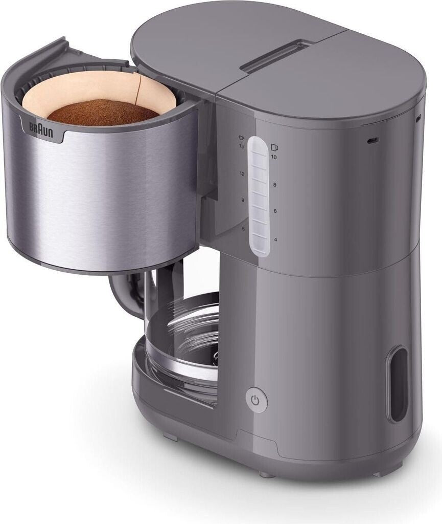 Braun Filterkaffeemaschine KF 1500 GY, OptiBrew System, 15 Tassen grau Edelstahl