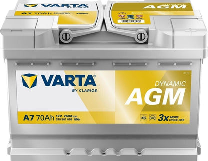 Varta Dynamic AGM 70Ah A7 760A 12V Autobatterie (570901076) Start-Stop geeignet