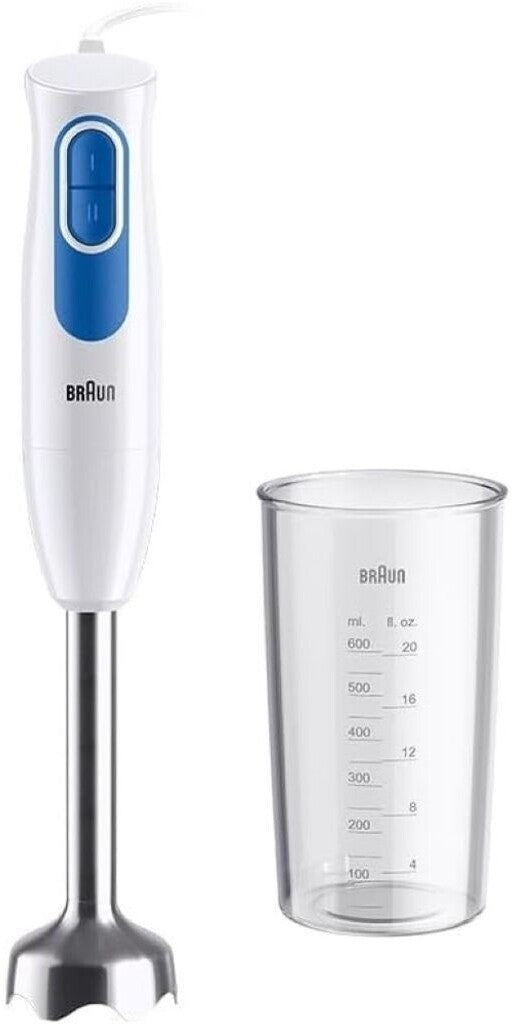 Braun MultiQuick 2 MQ20.001MWH Stabmixer 600W 2 Stufen 600ml Becher Weiß Blau