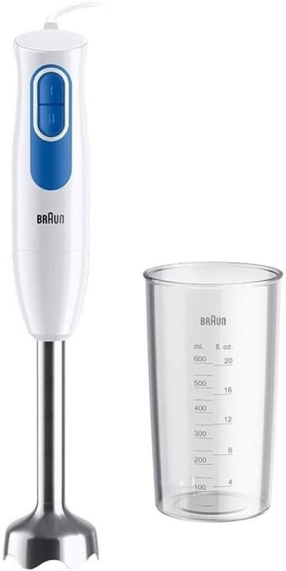 Braun MultiQuick 2 MQ20.001MWH Stabmixer 600W 2 Stufen 600ml Becher Weiß Blau