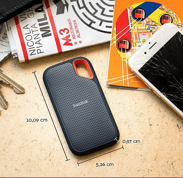 SanDisk Extreme Portable SSD V2 2TB USB-C externe SSD IP55 AES 256 Bit