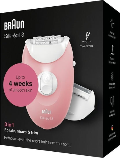 Braun Silk-epil 3 Epilierer 3-277 Set mit Rasieraufsatz Trimmeraufsatz