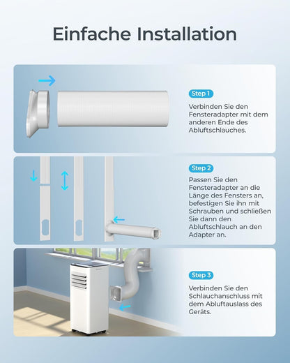 Mobile Klimaanlage 9000 BTU mit Abluftschlauch 4-in-1 Mobiles Klimagerät Neu
