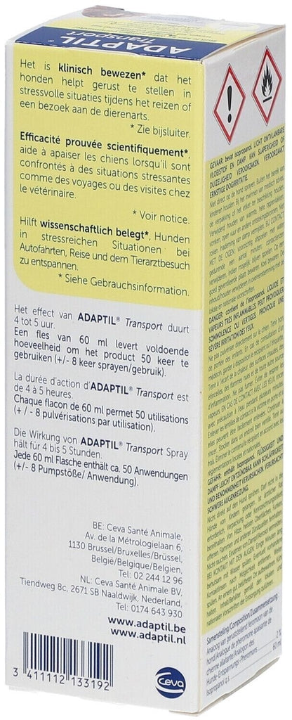 ADAPTIL Transport Spray für Hunde | 60ml Anti Stress Spray Für Zuhause und Reise