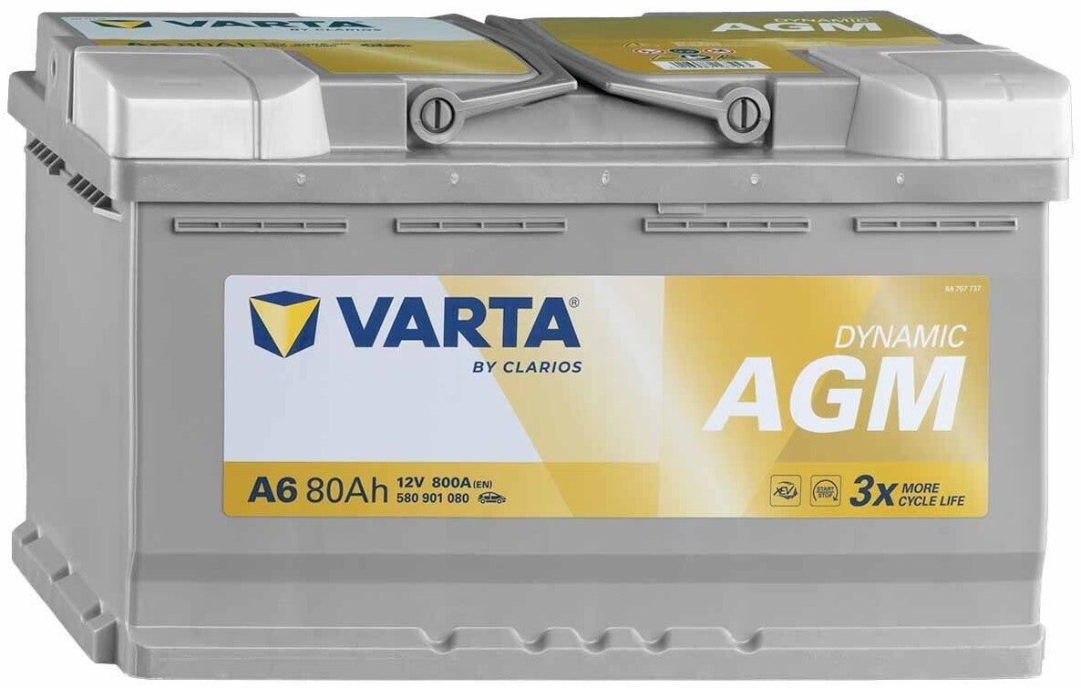 Varta Dynamic AGM 80Ah A6 800A 12V Autobatterie (580901080) Start-Stop geeignet