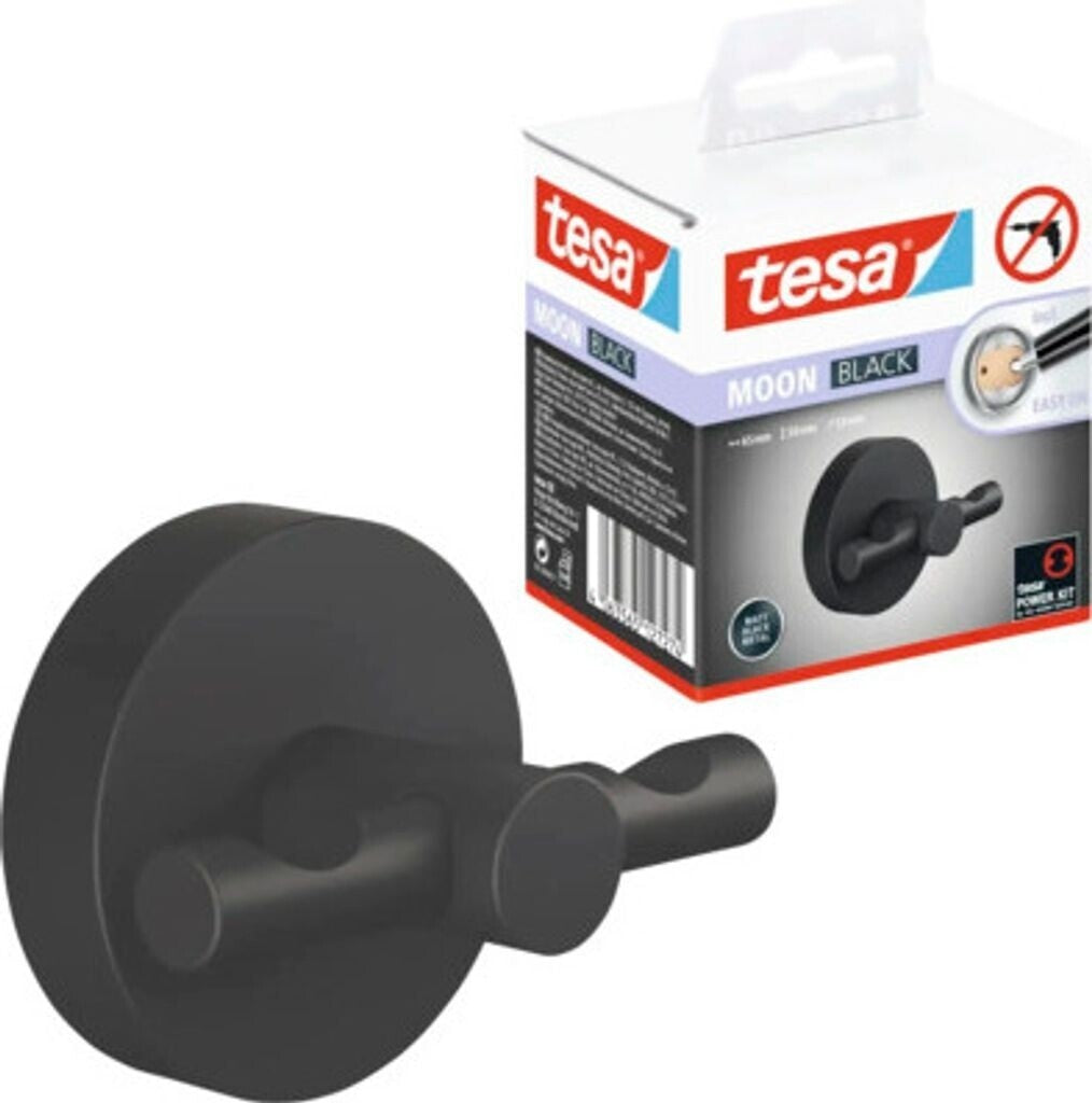 tesa Bademantelhaken selbstklebend & ohne Bohren schwarz matt - MOON BLACK Serie