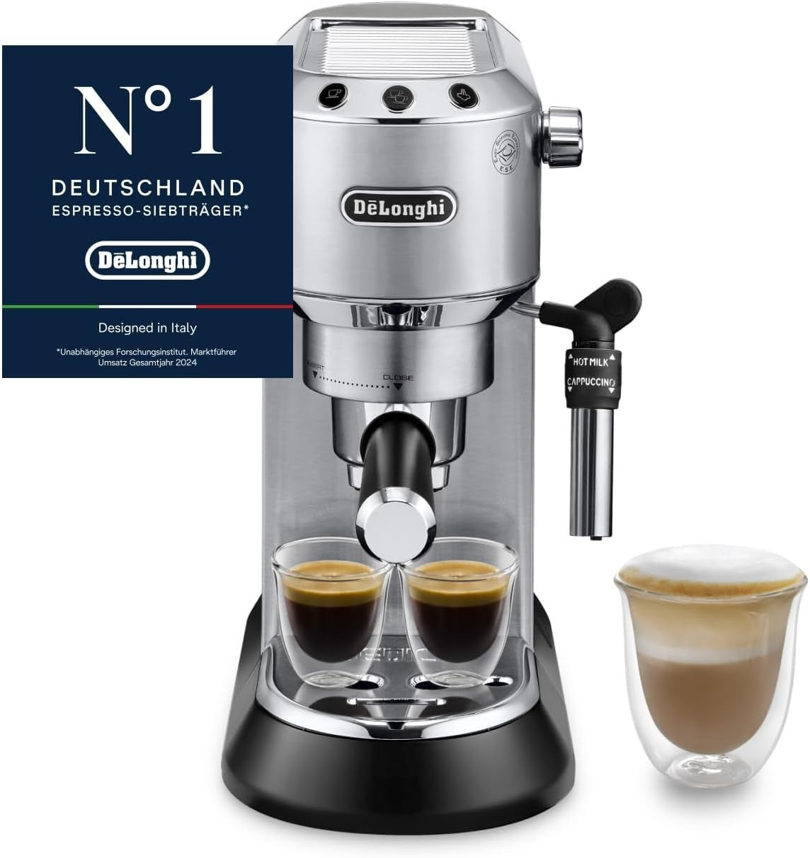 DeLonghi Siebträgermaschine Dedica Style, EC 685.M, mit Milchaufschäumer silber