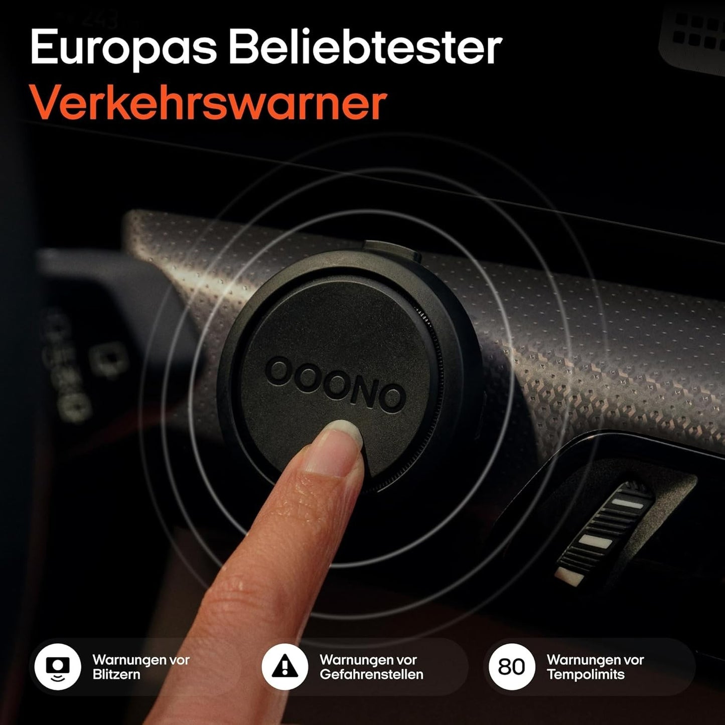 OOONO CO-DRIVER NO2 Verkehrswarner Bluetooth App CarPlay/Android Blitzerwarnung