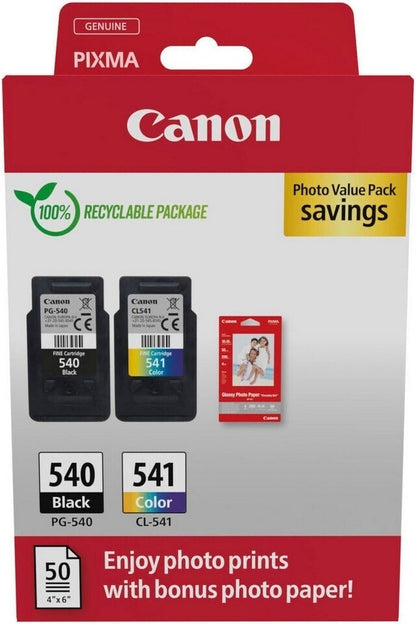 Canon PG-540 CL-541 Original Druckerpatronen Multipack + 50 Blatt Fotopapier