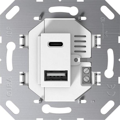 Gira USB-Spannungsversorgung Typ A Typ C 2fach Einsatz 234900 System 55