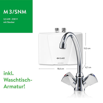 Clage Klein-Durchlauferhitzer M3/SNM hydraulisch inkl. Armatur