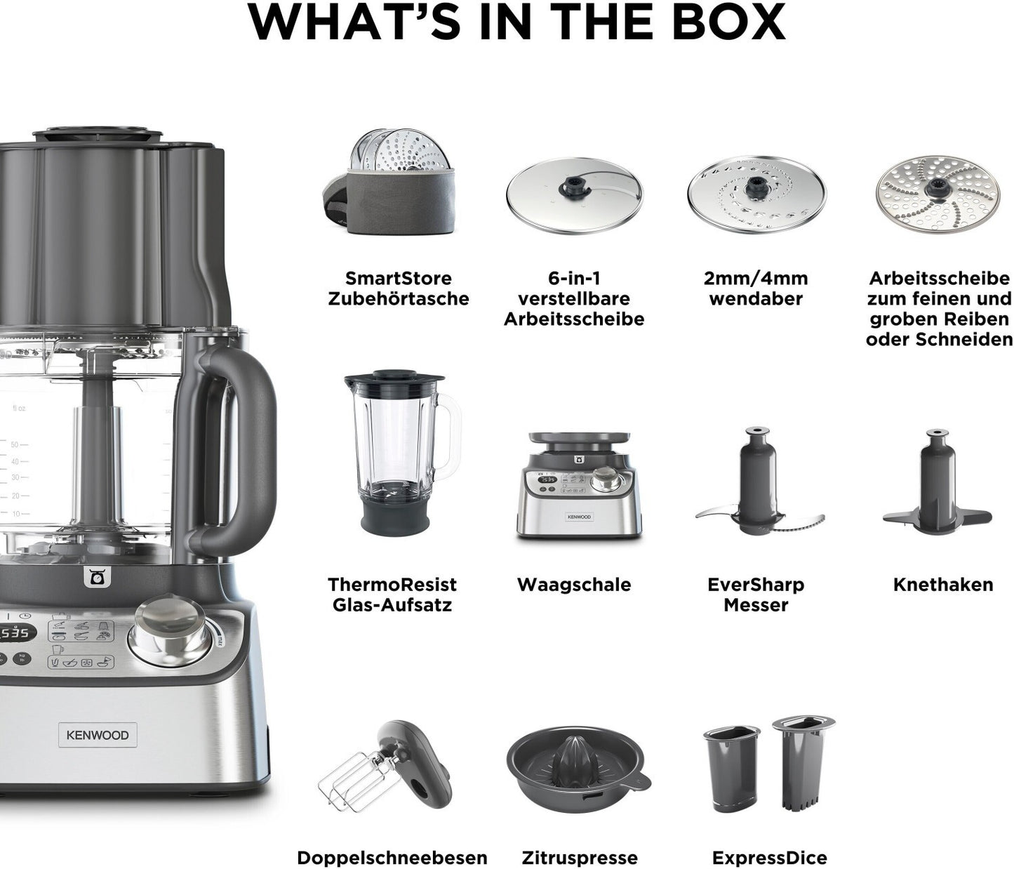 Kenwood FDM72.990SS Multipro XL Weigh+ Küchenmaschine silber/edelstahl 1000 Watt
