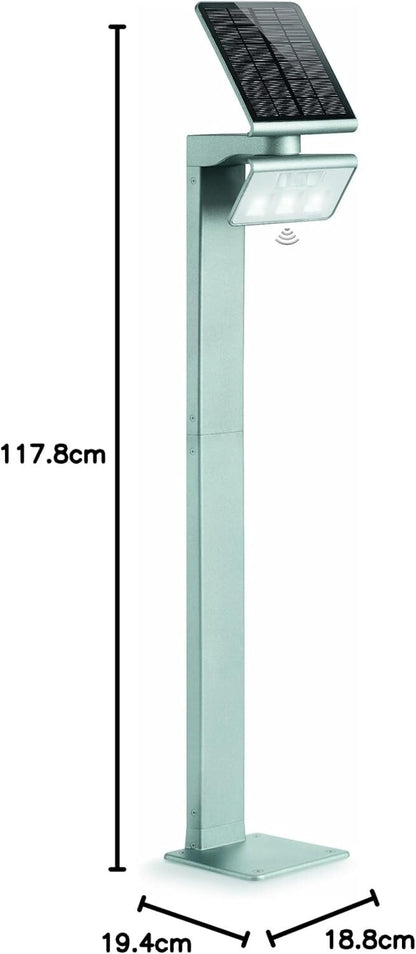 Steinel Solar Stehleuchte 1,2W 150 lm 3000/4000 K H 117,8 cm Xsolar GL-S SI silb