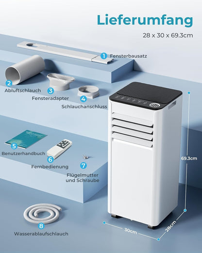 Mobile Klimaanlage 9000 BTU mit Abluftschlauch 4-in-1 Mobiles Klimagerät Neu