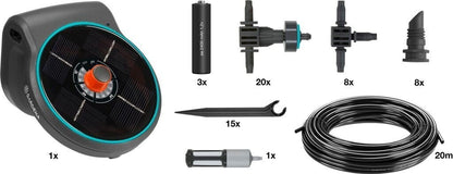 Gardena AquaBloom 13300-20 Solar Urlaubsbewässerung Set mit Tropfern Schlauch