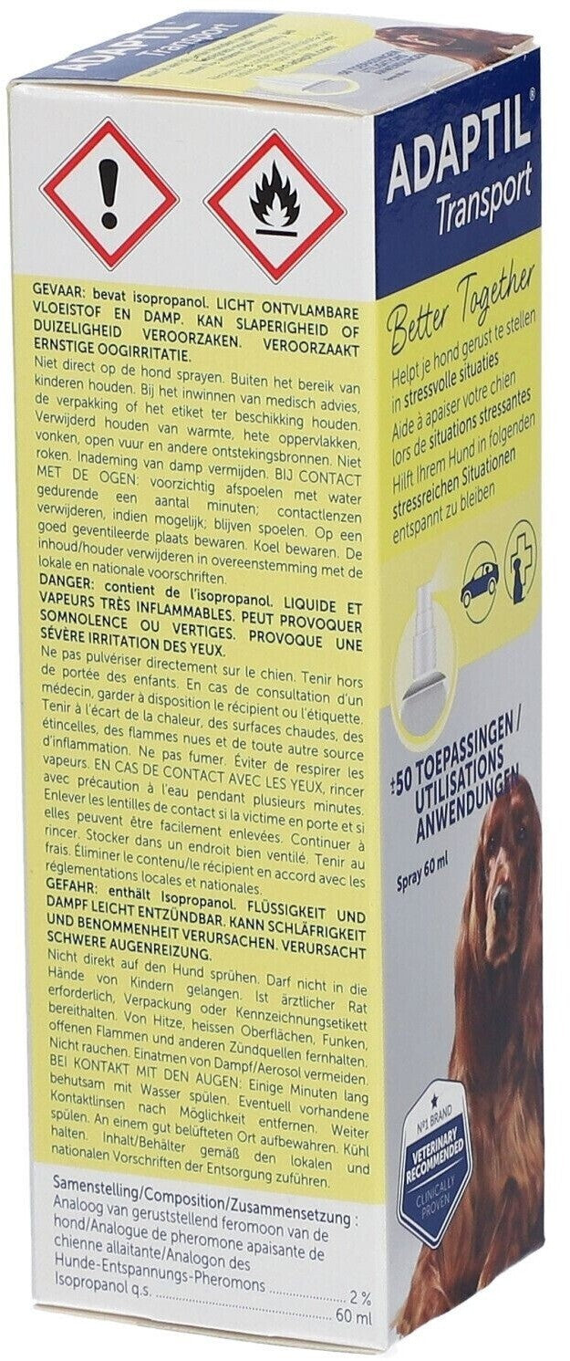 ADAPTIL Transport Spray für Hunde | 60ml Anti Stress Spray Für Zuhause und Reise