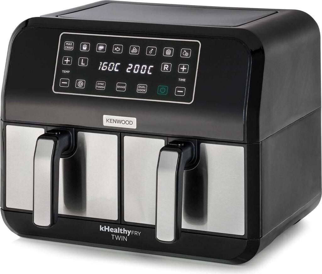 Kenwood kHealthy Fry Twin Airfryer HFM20.000MB 8L Dual Zone 8 Programme Schwarz