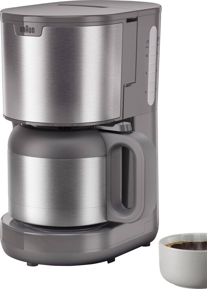 Braun Filterkaffeemaschine KF 1500 GY, OptiBrew System, 15 Tassen grau Edelstahl