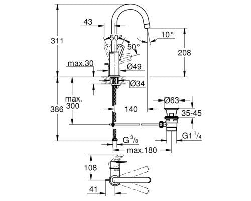 GROHE Waschtischarmatur START LOOP chrom 23780001