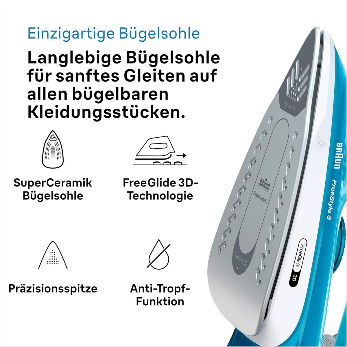 Braun FreeStyle 3 FI3144BL Dampfbügeleisen mit 3D-FreeGlide-Technologie