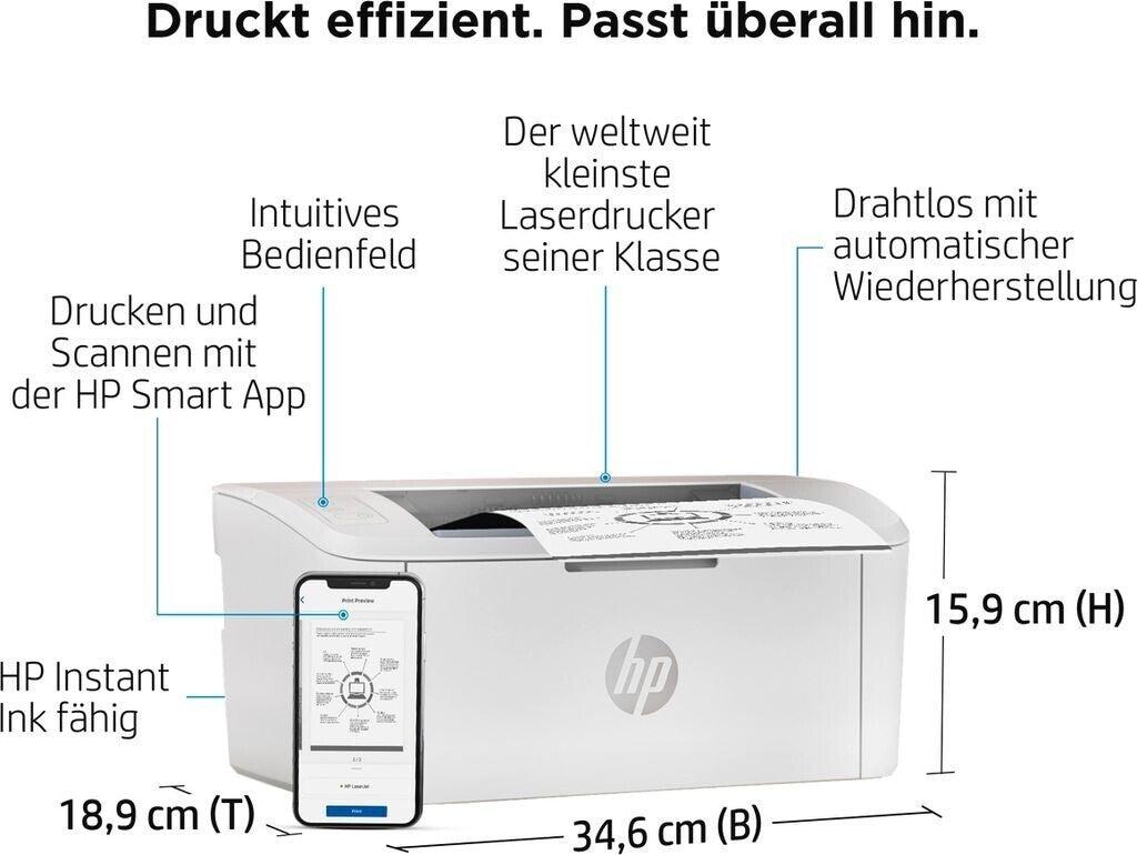 HP LaserJet M110w Laserdrucker Schwarz-Weiß,, Drucker, WLAN, Airprint, Smart App