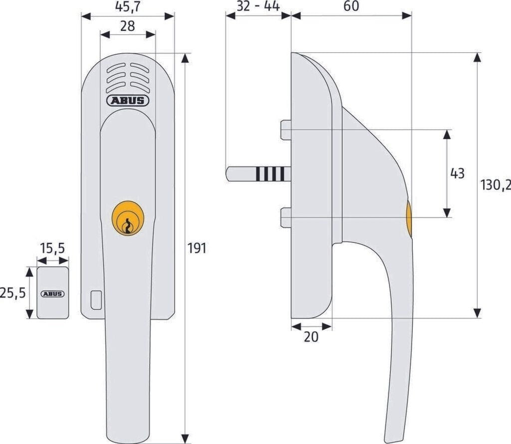 ABUS Alarm-Fenstergriff FG300A 71907 abschließbar 110 dB DIN L/R silber