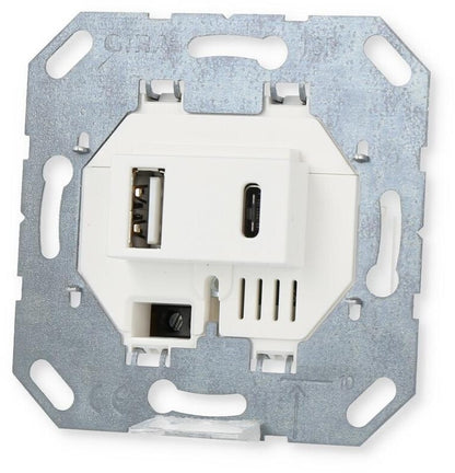 Gira USB-Spannungsversorgung Typ A Typ C 2fach Einsatz 234900 System 55