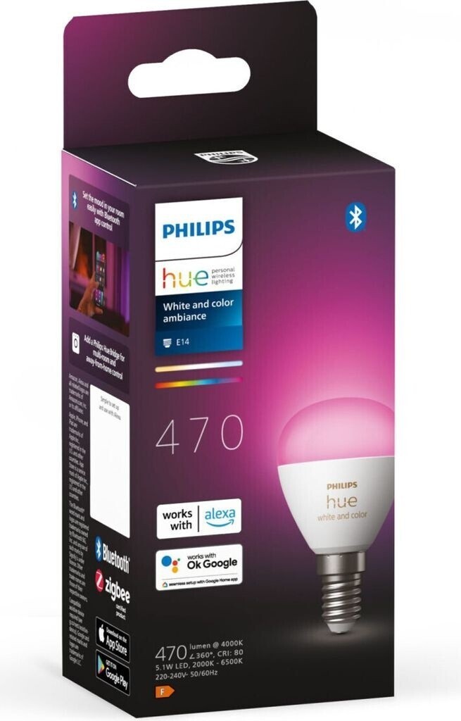 Philips Hue Luster E14 Smart LED Lampe White Color Ambiance 470lm