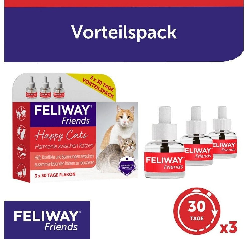FELIWAY FRIENDS 3x30 Tage Vorteilspack- Pheromone Lösung bei Stress mit Katzen