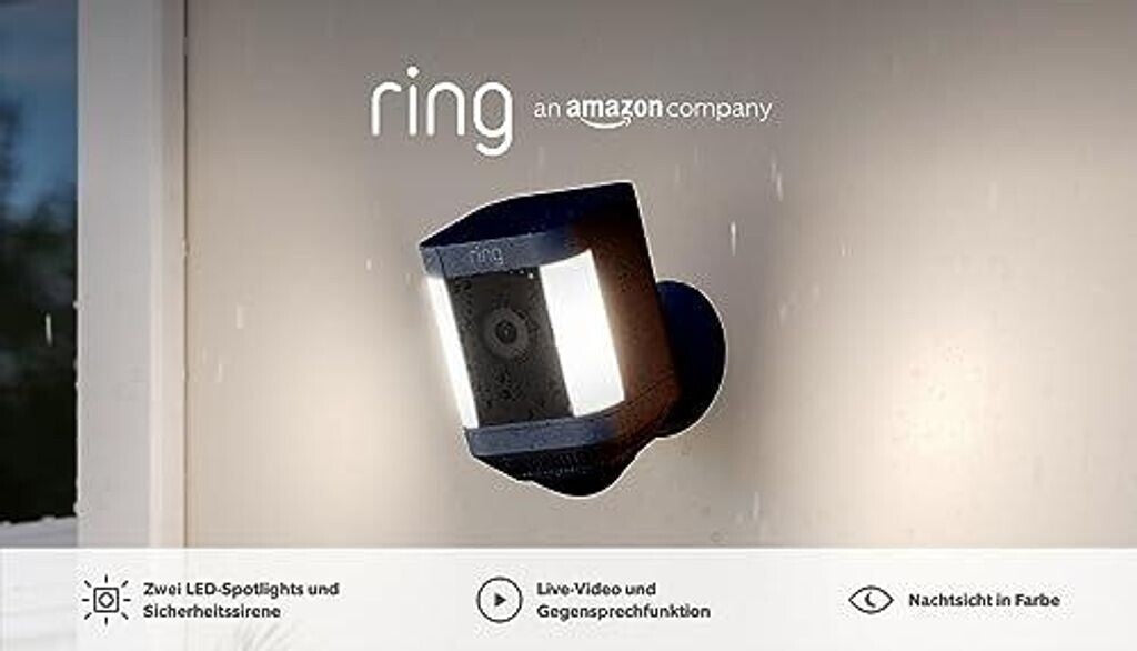 Ring Spotlight Cam Plus schwarz Akku WLAN Außenkamera 1080p Alexa