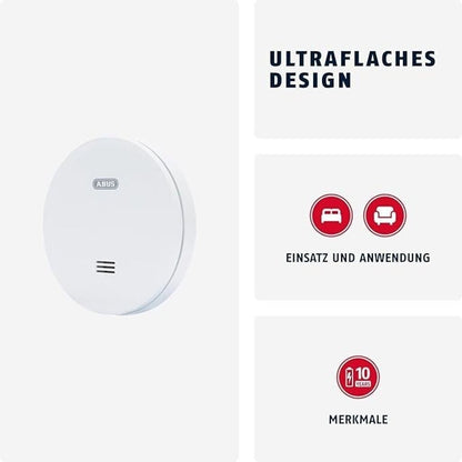 ABUS RWM160 Rauchwarnmelder 10 Jahre Batterie ultraflach 85 dB Q-Label