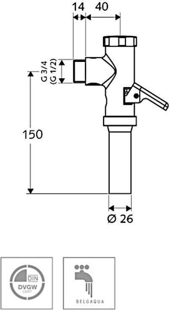 SCHELL WC Druckspüler - Chrom (022020699)  mit Hebel, verchromt( Neu & OVP)
